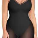 SHAPELLX Womens Shapewear Tummy Control Bodysuit Butt Lifting Body Shaper Mid-Thigh Body Suit (Small, A1-black)