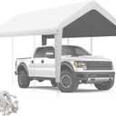 Carport Canopy 10'x20' Heavy Duty Replacement Cover, Garage Shelter Cover 800D Oxford Waterproof & UV Protected Tarp with Ball Bungees, Not Include Frame, White