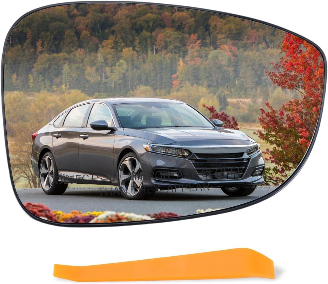 Right Passenger Side Mirror Glass w/backing plate(Non-Heated) Compatible with 2018 2019 2020 2021 2022 Honda Accord,(with a tool), Replace#76203-TVA-A21