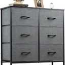 WLIVE Fabric Dresser for Bedroom, 6 Drawer Double Dresser, Storage Tower with Fabric Bins, Chest of Drawers for Closet, Living Room, Hallway, Dark Grey