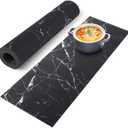 Trivet Table Runner Hot Plates Mat 12 X 40 Inch Heat Resistant Table Protector Waterproof Decorative Farmhouse Kitchen Trivets Counter Heat Proof Placemats for Hot Dishes (Black Marble) 