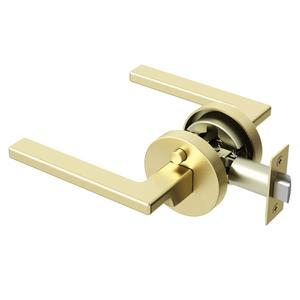 Okun Dune 1-Pack Brushed Champagne Gold Privacy Door Levers – Push Button Lock, Reversible, Sleek Concealed-Mount Design for Bedroom & Bathroom
