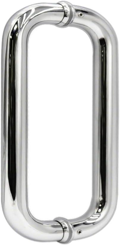 8" Shower Door Handle, Shower Glass Door Pull Back to Back Handle Compatible with 1/4" to 1/2" Thickness Glass for Frameless Shower Doors, Chrome Finish with 304 Stainless Steel (Satin Nickel)