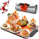 Warming Mat for Food | Max Temp 248℉,Fast FullSurface Food Warmer with 8Level Adjustable and Timer,RollUp & Portable Silicone Food Heating Pad with Child Lock,Electric Warming Tray for Buffet Party