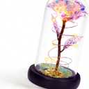 Childom Mothers Day Flowers Gifts for Mom Grandma, Birthday Gifts for Women, Valentines Gifts for Her, Mom, Women, Wife, Grandma, Light Up Rose in Glass Dome, Colorful Rainbow Mothers Day Flowers for Delivery
