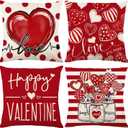 ONFAON Valentines Day Decorations- Throw Pillow Covers 18x18 in Set of 4Love Heart Pillow Covers Farmhouse Valentines Day Decor for Couch Home Outdoor