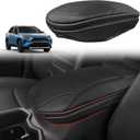 Muslogy Center Console Armrest Cover Compatible with Toyota RAV4 2019-2025 Comfort Armrest Pad Arm Rest Cushion Vegan Leather Protector 1-Inch Extra Thick