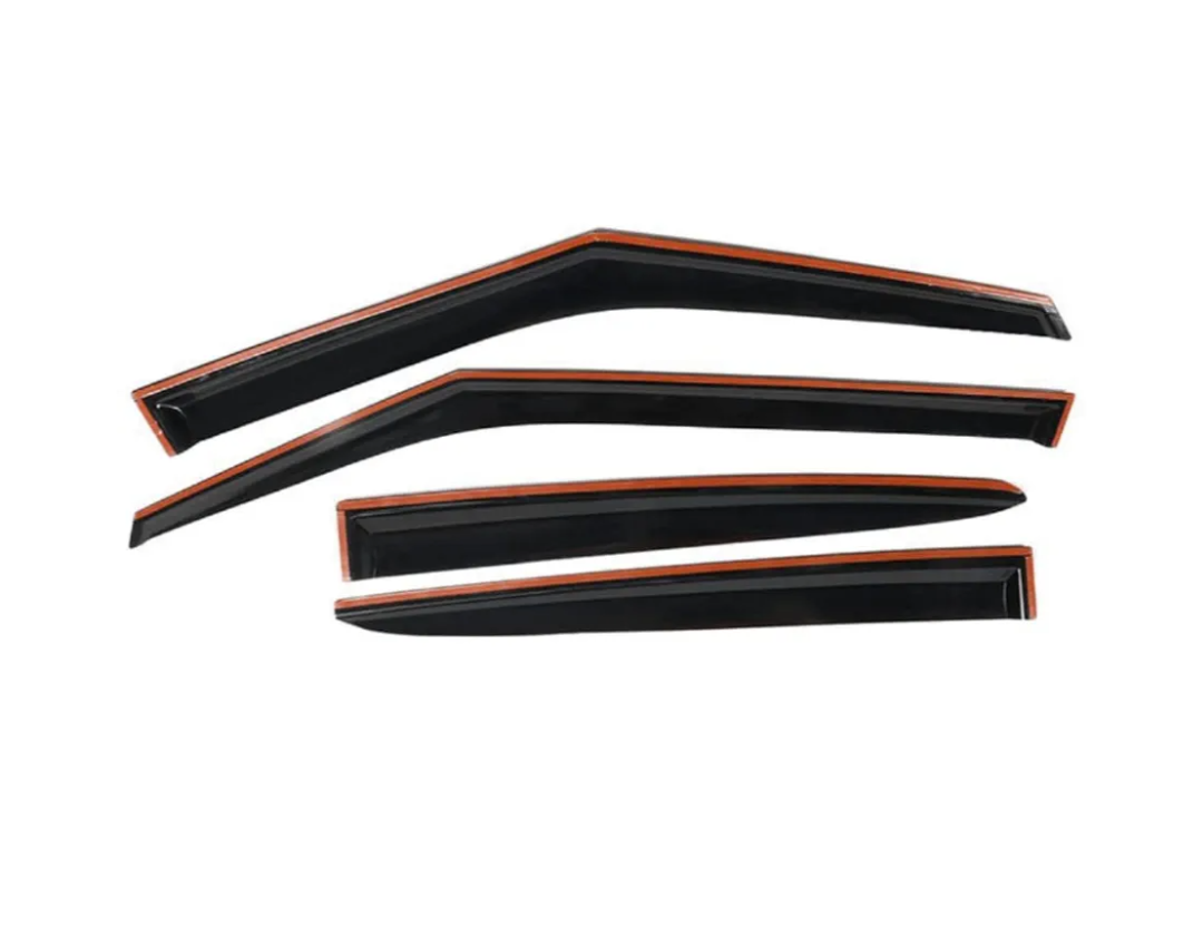 4pcs Sun Rain Guard Window Visors Front Rear Left Driver Right Passenger Upper Side Tape on External Window Style Acrylic Smoke Tinted for Hyundai for Veloster 2012-2017 FZ-WD-HYVEL11 HR0932