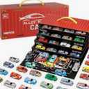Toy Cars Mini Cars Bulk for Kids, Pull Back Cars Set Alloy Racing Car Toys with Garage & Runway, Goodie Bag Stuffers Party Favors for Age 3 4 5 6 7 8+ Years Old Boys Girls(48pcs Red)