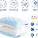 EASELAND Firm Pillows Shredded Memory Foam with Adjustable Fill - Queen Size Set of 2, Removable Cooling Cover for Hot Sleepers, Cool Bed Pillow for Side Back Stomach Sleepers