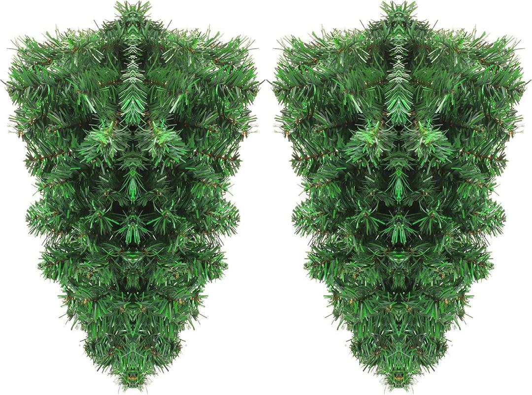 4 Pack Artificial Green Christmas Teardrop Door Swag DIY Xmas Wreath Garland Pine Swag Decor for Holiday Winter Wall Front Door Mantle Fireplace Indoor Outdoor Decor (Green, 18 inch)