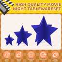 70 Pcs Blue Star Centerpieces for Movie Night Party Decorations 3D 2025 Graduation Table Decor 3 Sizes 8" 5" 3" Red Carpet Film Show Theme Birthday Party Back to School Table Decor Independent Day