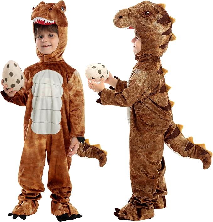 Spooktacular Creations Halloween Realistic T-rex Costume Outfit Dinosaur Jumpsuit with Egg for Kids Toddler Dress-up Party, 18-24