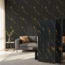 2 Pack 47.2" × 23.6" Wood Slat Acoustic Wall Panels, Black Marble, 2PC