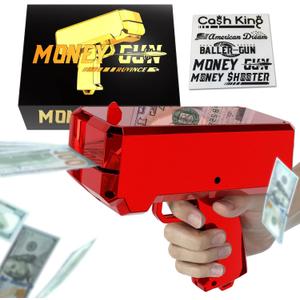 RUVINCE Money Gun for Movies - Realistic Cash Gun for Parties and Games (Red)