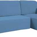 Easy-Going Stretch Sofa Slipcover 2 Pieces L-Shaped Sofa Cover Sectional Couch Cover for Living Room Jacquard Fabric Chaise Lounge Slipcover with Elastic Bottom for Dogs Kids Pets(Large,Light Blue)