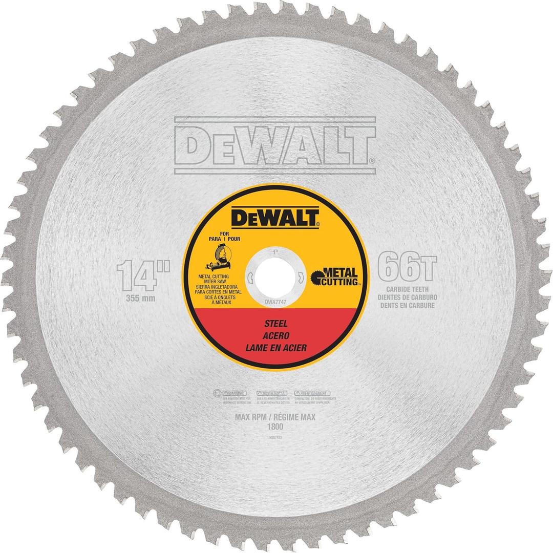 DeWalt DWA7747 14" 66T Heavy-Gauge Stiff Plate Ferrous Metal Cutting Saw Blade