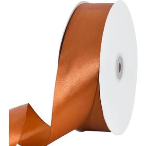 TONIFUL 1-1/2 Inch (40mm) x 100 Yards Copper Brown Wide Satin Ribbon Solid Fabric Ribbon for Gift Wrapping Chair Sash Valentine's Day Wedding Birthday Party Decoration Hair Floral Craft Sewing