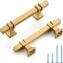 25 Pack 3 inch Gold Cabinet Handles Square Zinc-Alloy Pulls for Kitchen Dresser Closet and Bathroom Cabinets Hardware