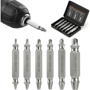 Damaged Screw Extractor Set - Remover for Stripped Head Screws Nuts & Bolts | Easy Removal Drill Bit Tool Kit with Storage Case | Perfect Gifts for Men, Dad, Husband, Boyfriend