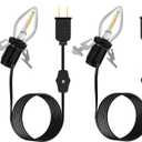 Enhon Accessory Cord with 1 LED Light Bulb, 6ft Blow Mold Light Cord with C7 Bulbs, Black Cord with On/Off Plug, Christmas Village Light for Holiday Indoor House Decoration Craft Projects(2 Pack)