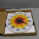Mxocom Sunflower Flower Wall Clock Beautiful Yellow Floral Blooming Nature Bright 10 Inch Silent Non Ticking Battery Operated Clock Vintage Round Clock for Living Room Bedroom Bathroom Office Decor