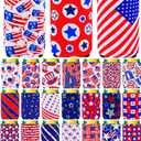 Tioncy 24 Pcs 4th of July Slim Can Sleeves Independence Day Can Cooler Patriotic Skinny Insulators American Flag Neoprene Insulated Slim Cooler for 12 oz Beverage Bottle(Flag Style,5.12 x 3.94 Inches)