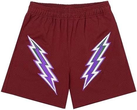 DIOTSR Mens Retro Lightning Graphic Shorts Casual Streetwear Basketball Shorts Athletic Running Shorts with Pockets, XS