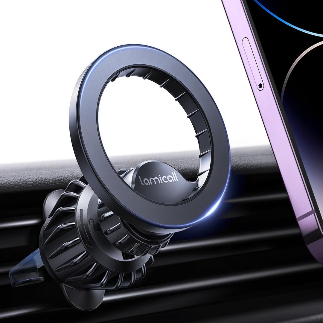 Lamicall for MagSafe Car Mount - [20 Super Magnets] Magnetic Phone Holders for Your Car, Air Vent Phone Holder Car, HandsFree Cell Phone Holder Mount Accessories for Women Men fit iPhone 17 16 Pro Max (Black)