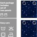 BGment Navy Star Blackout Curtains for Kid's Bedroom - Grommet Thermal Insulated Room Darkening Printed Curtains for Living Room, Set of 2 Panels (46 x 54 Inch, Dark Blue)