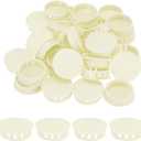 MECCANIXITY 32PCS 35mm(1 3/8") Beige Plastic Hole Plugs, Flush Type Panel Hole Plugs Insert End Caps for Locking Hole Tubes Furniture Cabinet