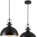 Black Pendant Lights Kitchen Island 2 Pack, Farmhouse Kitchen Pendant Lights, 11.8 inches Dome Pendant Light Fixtures, Industrial Vintage Light Fixture for Kitchen Island Dining Room