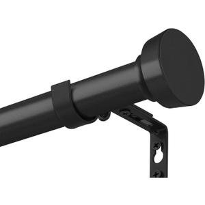 Rustic Curtain Rod, Industrial Curtain Rods for Windows 72 to 144 Inches, Blackout Wrap Around Curtain Rod, for Indoor and Outdoor, Simple Modern Design, 30 to 144 Inches, Black