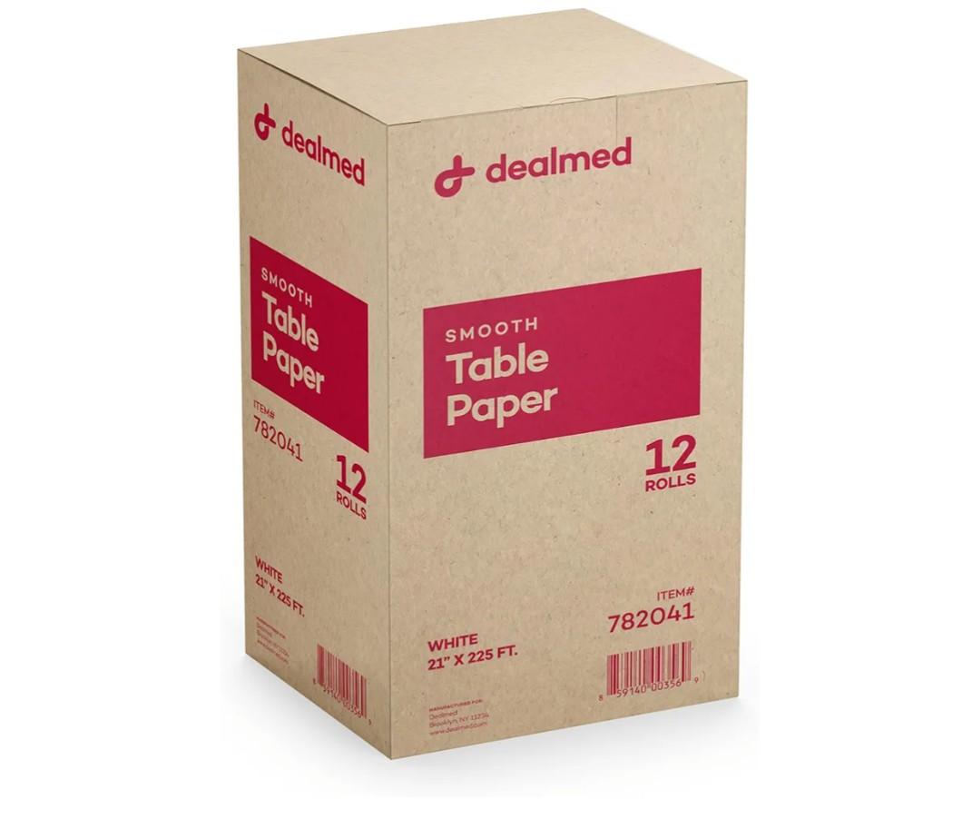 Dealmed Exam Table Paper (12 Rolls) 21” x 225' Smooth, White Medical Exam Cover for Doctor’s Offices, Medical Facilities, Patternmaking, Tracing and More