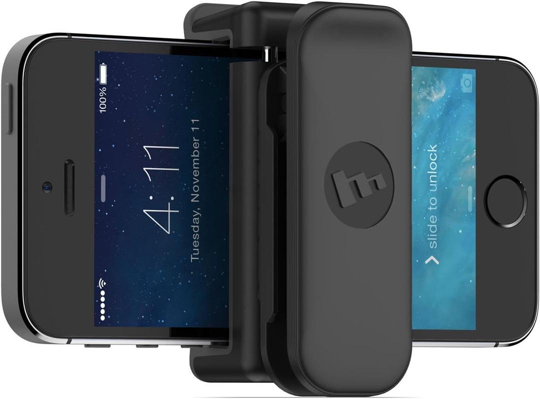 Mophie Universal Belt Clip - Compatible with iPhone 17/16/15/14, Galaxy S25/S24, Google Pixel 10/9/8 & More - 360 Rotating, Adjustable, Secure Clip, Black