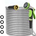 50ft Garden Hose, Heavy Duty Outdoor Water Hose with 10-Way Spray Nozzle, Leak-Proof Brass Connectors, Flexible 50 Foot Hose for Yard & Outdoor,Car Wash