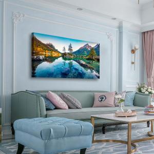 Scenery Canvas Wall Art for Living room Office Bedroom Mountain Forest Landscape Wall Art Clear Lake Stone Tree Pictures Art Print Paintings Modern Nature Wall Decor Artwork Waterproof -20 * 40inch