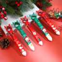 Sabary 24 Pcs 10 Color Christmas Ballpoint Pen Multicolor Retractable Ballpoint Pens 0.7 mm Multicolor Pen in One Push Type Multifunction Marker for Home Office Supplies Gift, 4 Styles