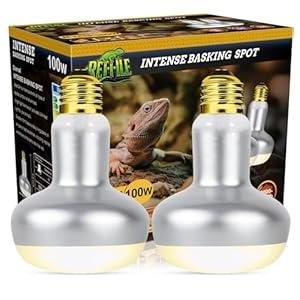 MISDOOD Reptile Heat Lamp 100W, 2 Pack Intense UVA Basking Light Bulbs, FlatBase Heat Emitter, Heat Lamp Bulb for Reptile Chickens Pet Brooder