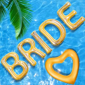 Junkin Bachelorette Pool Floats Bride Party Inflatable Floating Letter Set Bachelorette Decorations Gifts for Pool Beach Party with Adhesive Dots (20 Inch, Rose Gold)