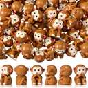 50 Pcs Mini Monkey Figurines Resin Monkey Figures Bulk Tiny Animals Favors for Summer Cake Topper Goodie Bag Fillers Supplies Stuffers (Classic,Light Brown)