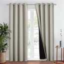 NICETOWN 100% Blackout Curtains 54 inches Long, Double-Deck Completely Blackout Window Treatment Thermal Insulated Lined Drapes for Small Window (Natural, 1 Pair, 42 inches Width Each Panel)