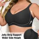 Plus Size Wireless Bras for Women V Neck Seamless Bralettes Comfort Full Coverage Bras for Women Push Up Soft Cup Everyday Sleep Bra Black 1XL (Black, XL)