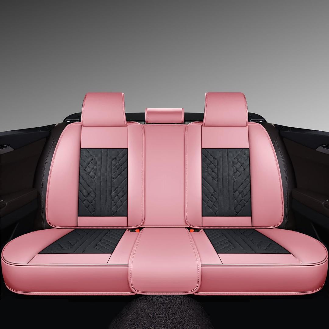 GXT Bench Seat Cover, Premium Faux Leather Bench Seat Covers for Trucks - Universal Fit for Most Sedans SUV Pick-up Truck, Durable for Long Lasting Protection(Pink and Black)