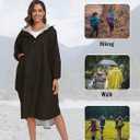 SaphiRose Long Sleeve Rain Jacket Extra Length Waterproof Rain Poncho with Hood and Pockets for Adults (Black) S