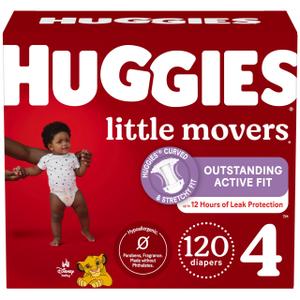 Huggies Little Movers Baby Diapers, Size 4, Mega Colossal, 120 Ct