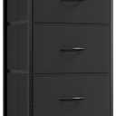Somdot Tall Dresser for Bedroom with 4 Drawers, Storage Organizer Chest of Drawers with Removable Fabric Bins for Living Room Closet Bedside Nursery Laundry Entryway Hallway, Black Rustic Brown (11.8"D x 16.5"W x 36.6"H (4 Drawers))