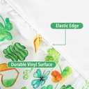 St. Patrick's Day Round Fitted Tablecloth with Elastic Edge Waterproof Washable Green Shamrock Table Cloth Fit 44"-48" Round Table Cover for Kitchen Dining Picnic Outdoor Party Decor