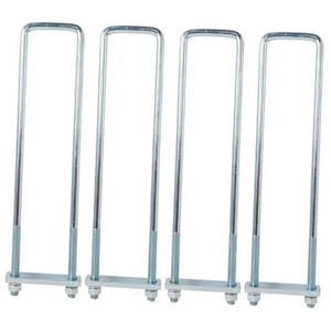 4Pack 4" X 8" Square Bend U-Bolt Kit, Heavy Duty Steel 5/8 Inch Diameter, 4 Complete Sets with 1-1/8" x 6" Tie Bars for Truck Chassis.