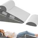 4Pcs Wedge Pillow Set for After Surgery,Acid Reflux Relief, Adjustable Bed Wedge Pillows for Sleeping,Anti Snore, Memory Foam Triangle Pillow for Back&Neck&Shoulder Pain Relief, White&Grey